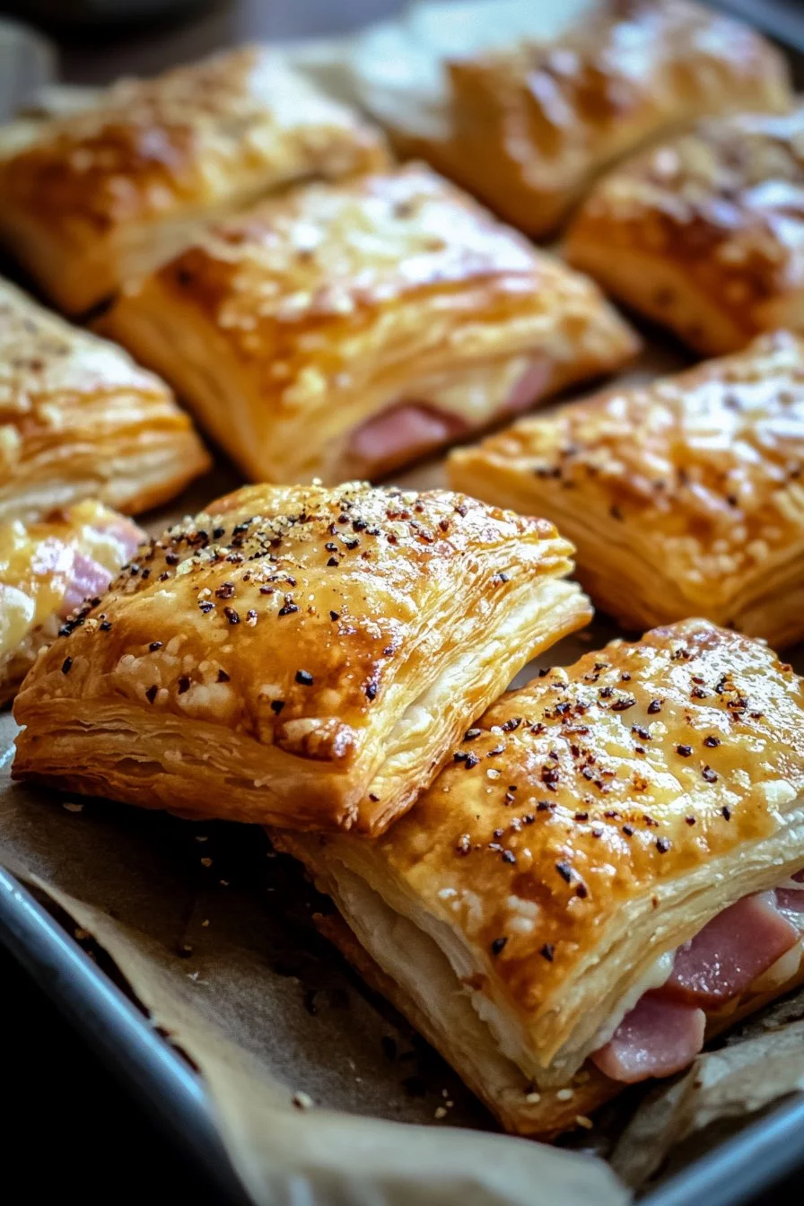Puff Pastry Snacks with Ham and Cheese