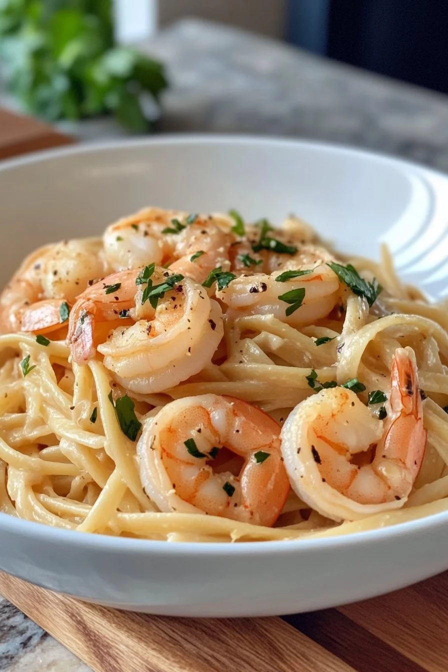 Creamy Linguine with Prawns