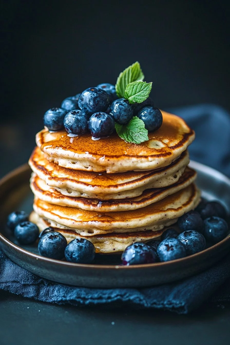 High Protein Blueberry Cottage Cheese Pancakes