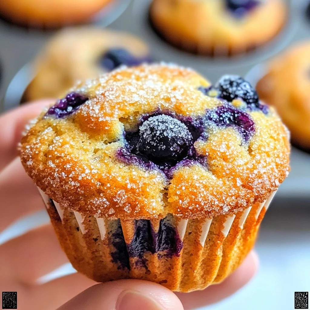Bakery-style blueberry muffins with fresh blueberries on a wooden table