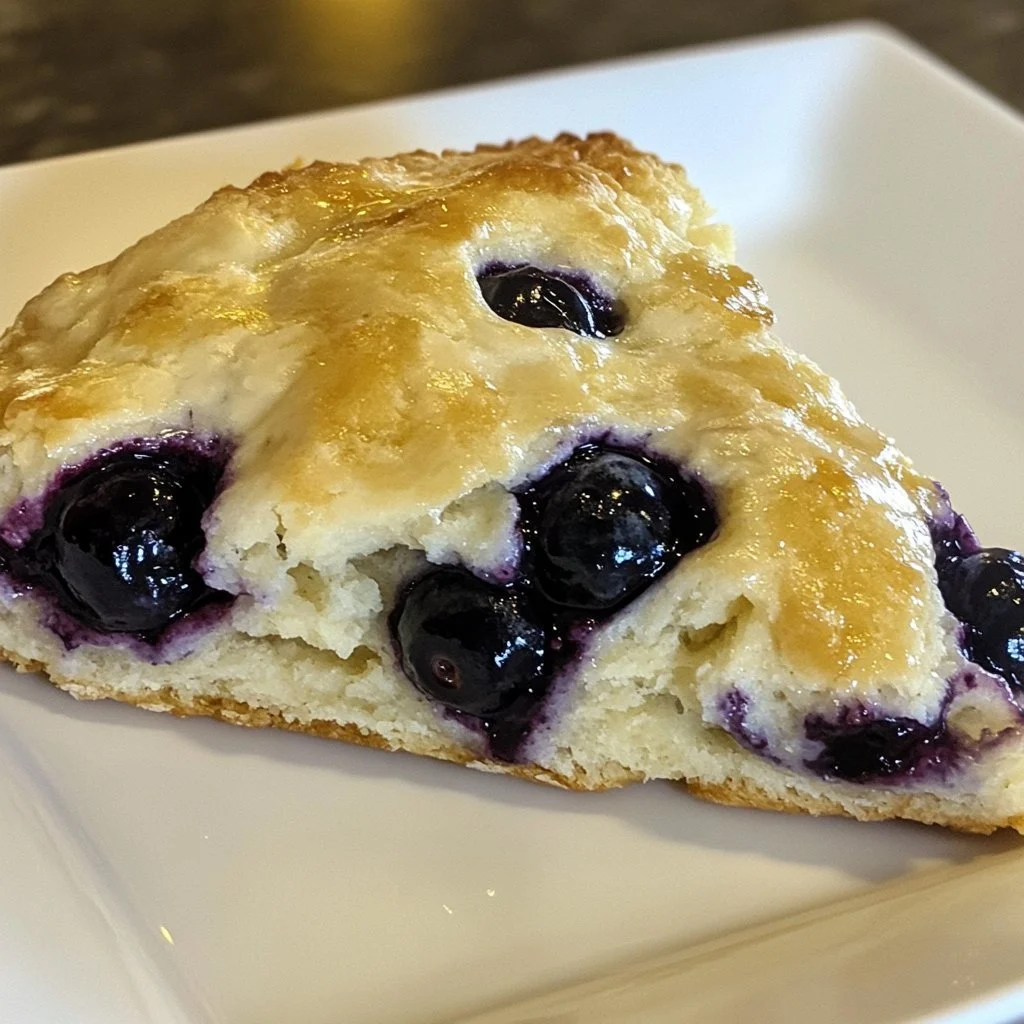 Blueberry scones with Greek yogurt and lemon on a plate