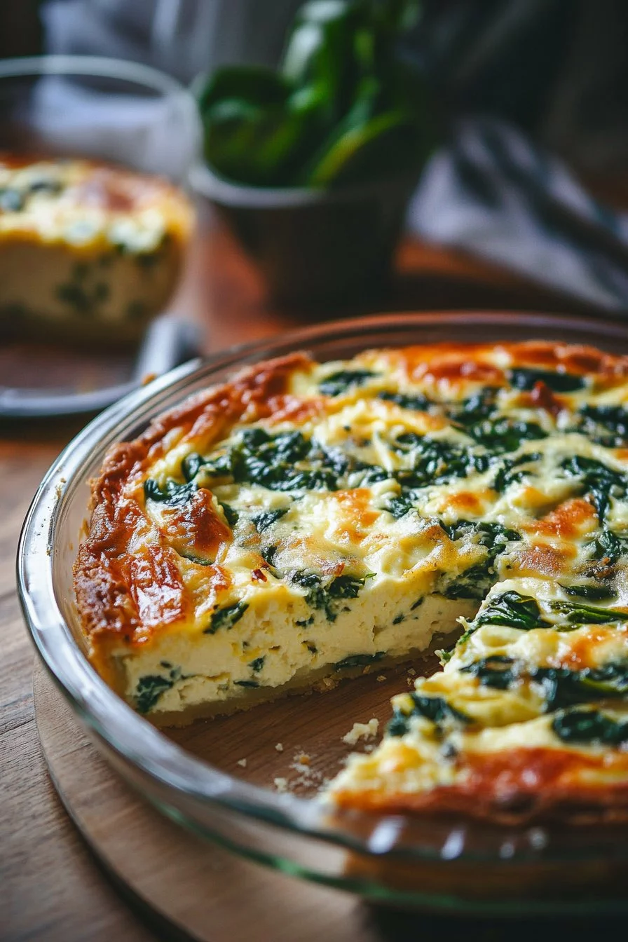Crustless quiche with ricotta and spinach