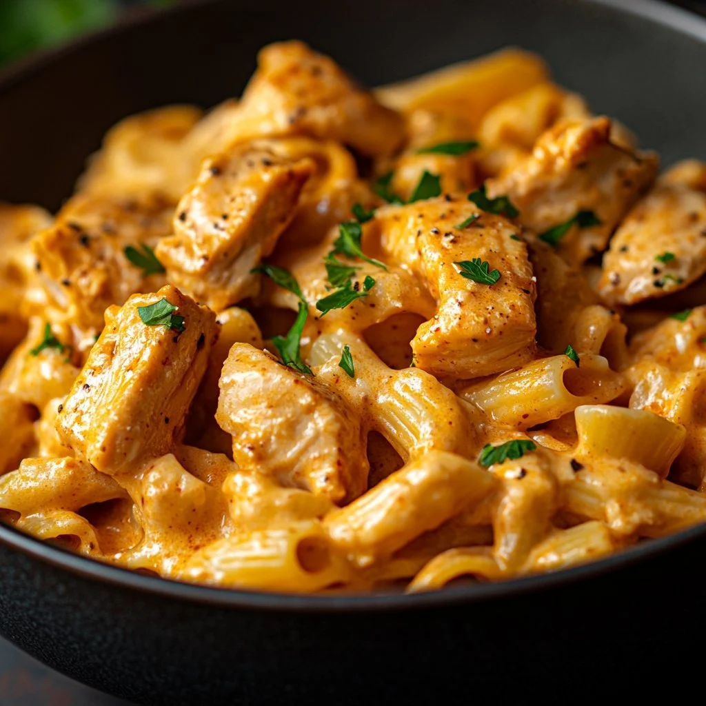 Delicious Cajun Chicken Pasta with spices and creamy sauce