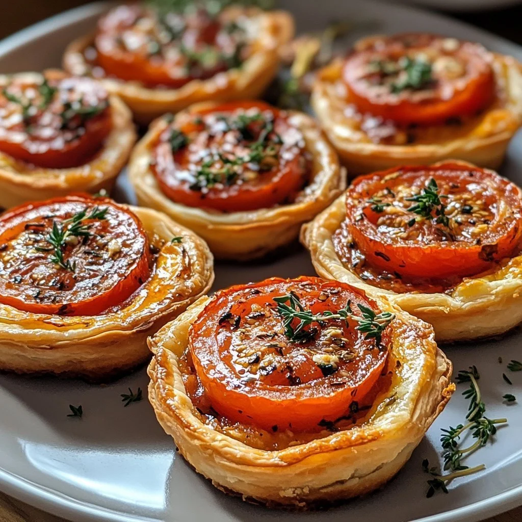 Chorizo, tomato, and goat cheese tartlet beautifully plated for presentation.