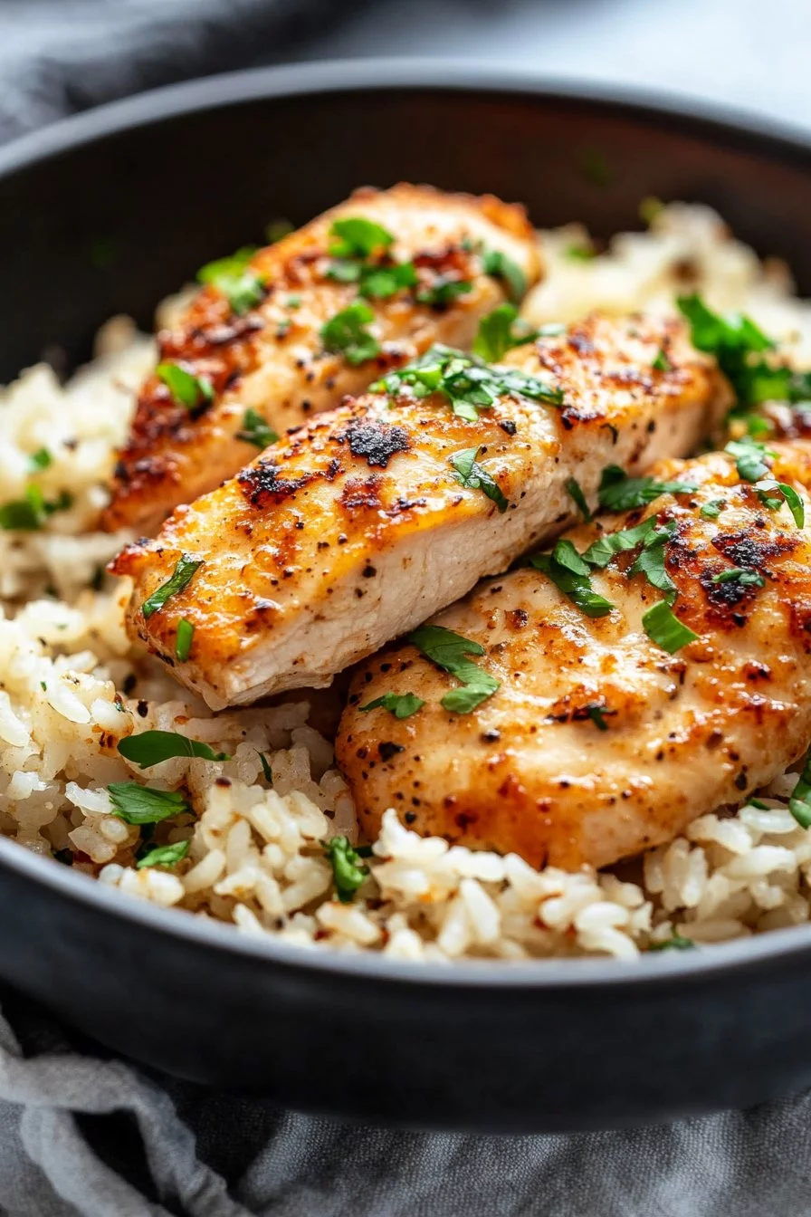 High Protein Creamy Cajun Chicken with Garlic Rice