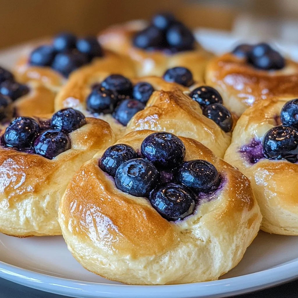 Magical Cottage Cheese Blueberry Cloud Bread stacked with fresh blueberries