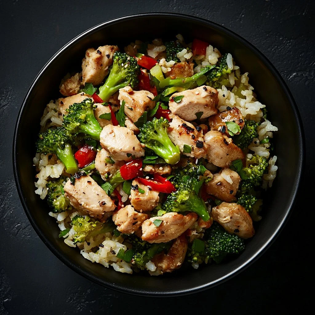 One-Pot Chicken and Rice dish served with herbs