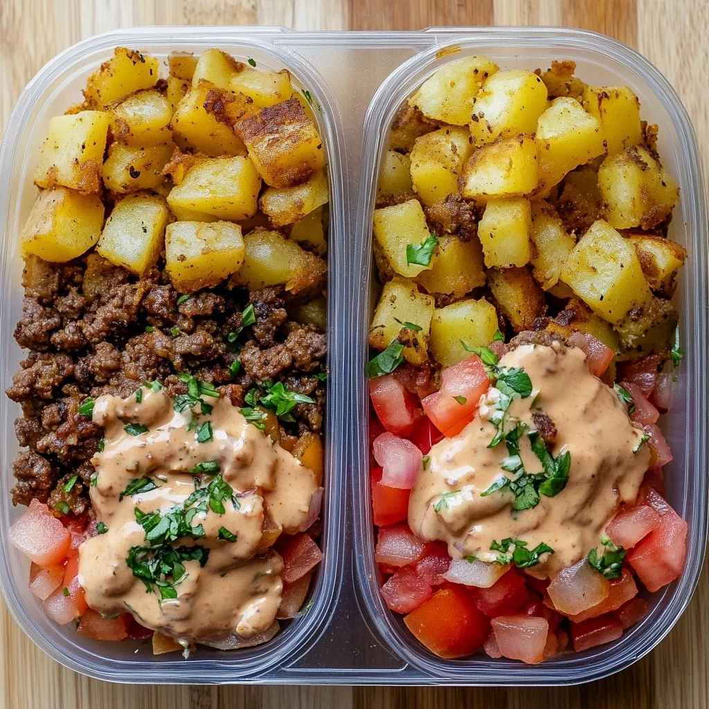 Delicious Potato Taco Bowl Meal Prep with vibrant toppings