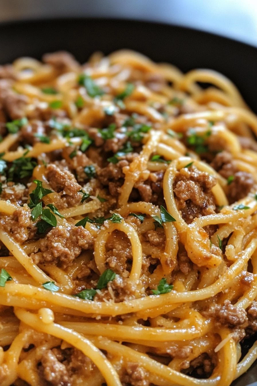 Stovetop Creamy Minced Beef Pasta