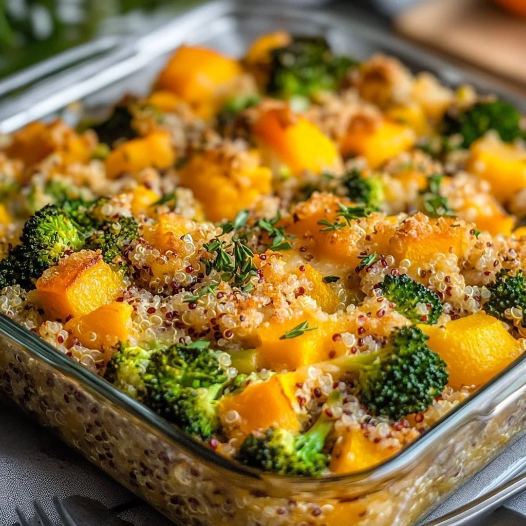 Delicious quinoa casserole with vegetables and cheese baked to perfection