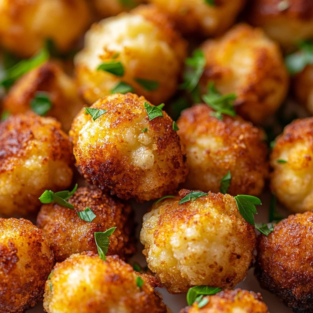 Bowl of roasted cauliflower bites topped with parmesan cheese