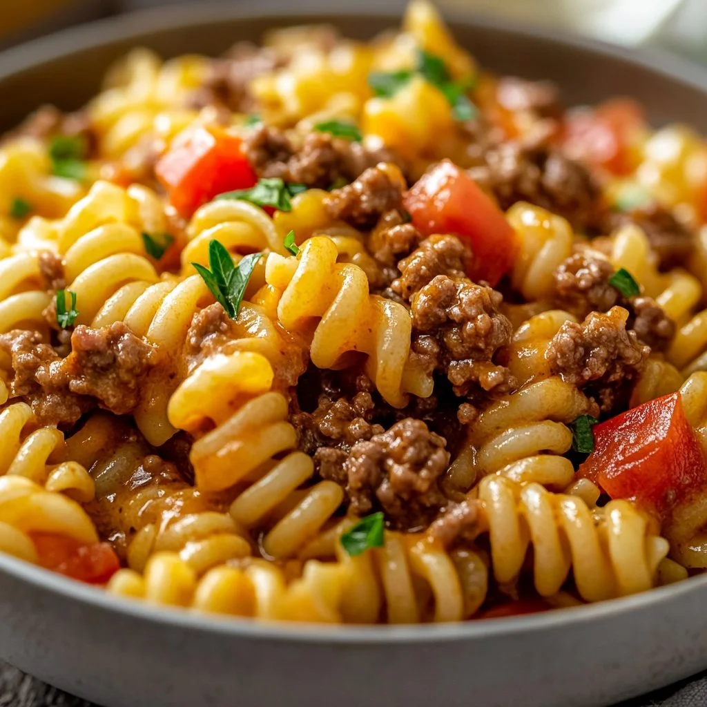 Delicious stovetop creamy mince beef pasta in a white sauce.