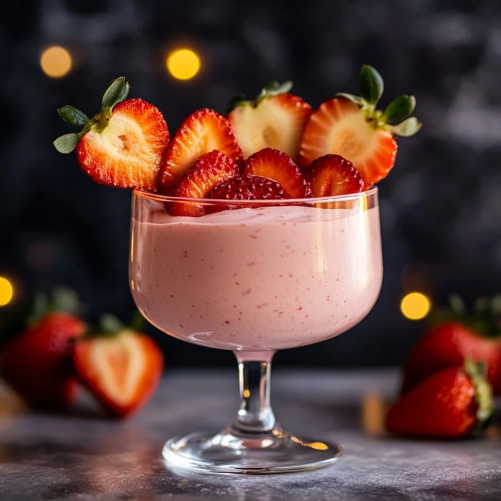 Delicious 3-ingredient no-bake strawberry mousse in a glass