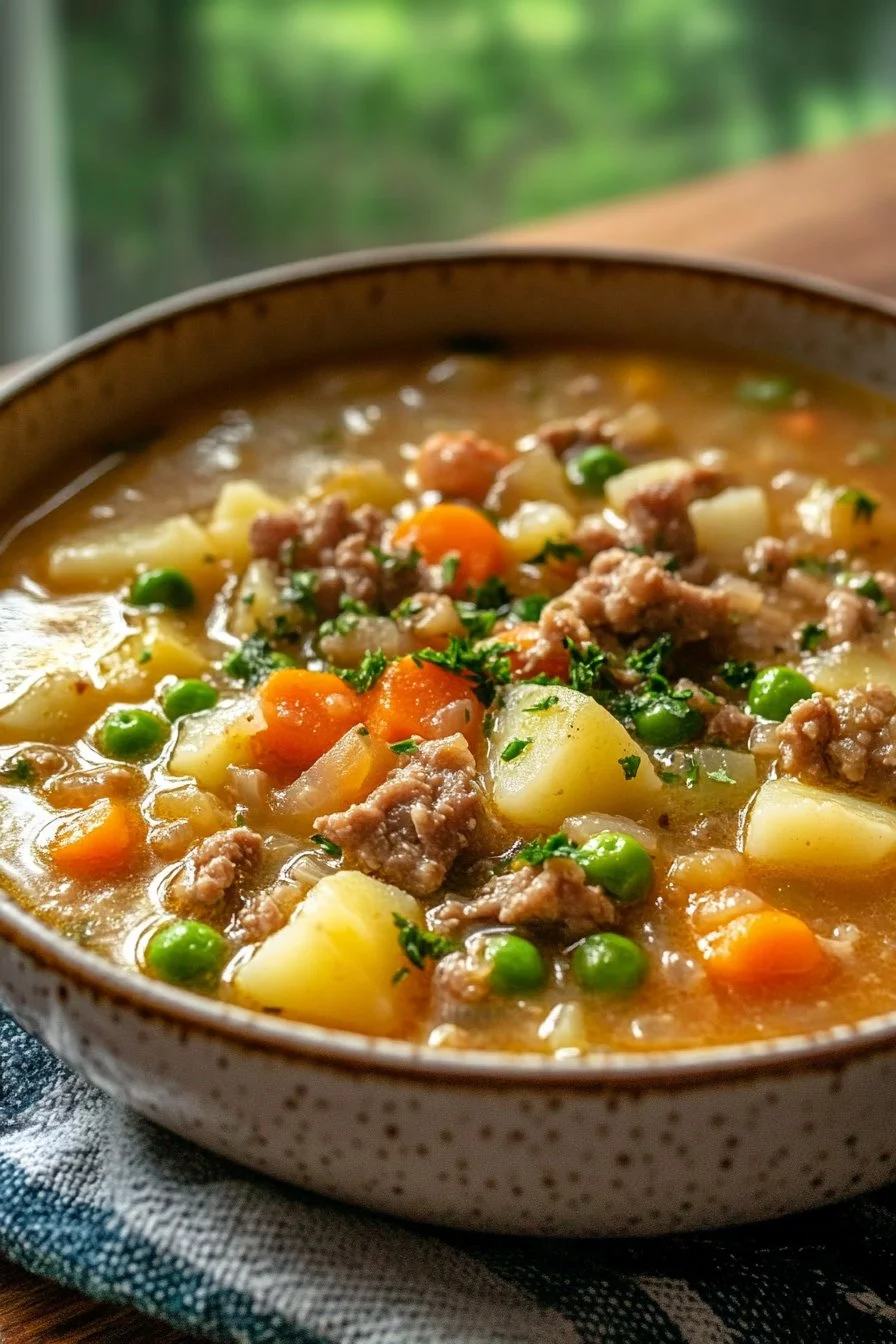 Cheesy Beef and Potato Soup
