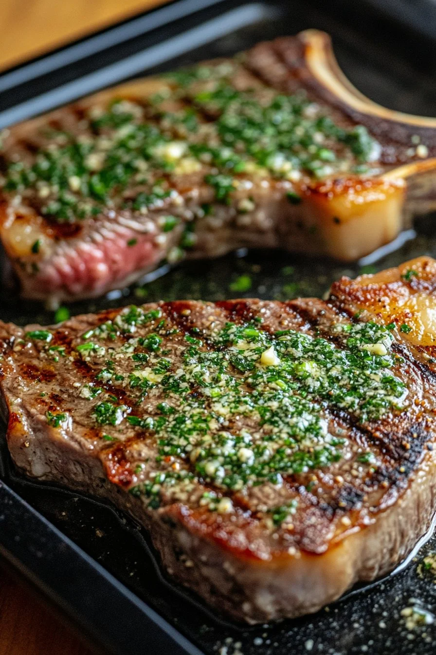 New York Strip Steak with Garlic Herb Butter