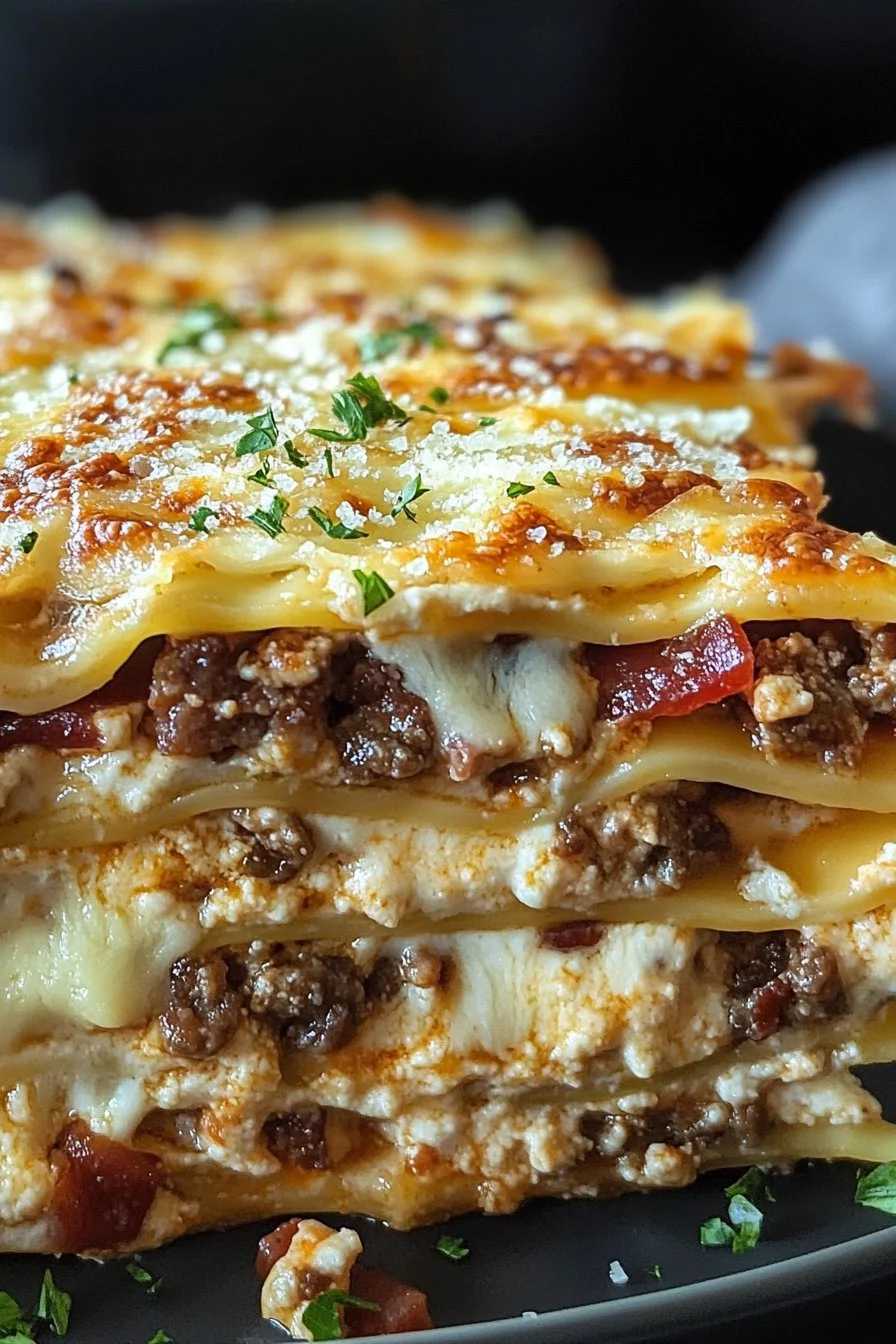 Parmesan Garlic Bacon Cheeseburger Lasagne