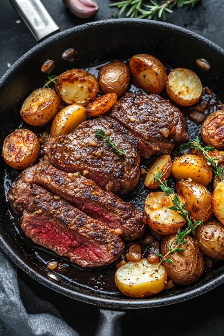 Garlic Butter Steak and Potatoes Skillet