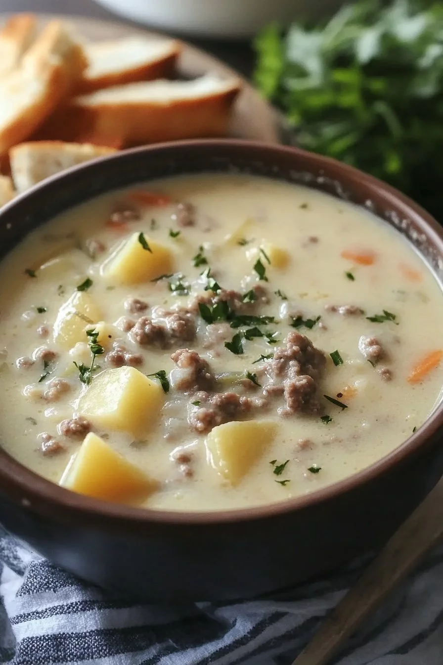Wisconsin-Style Slow Cooker Creamy Potato and Beef Mince Soup