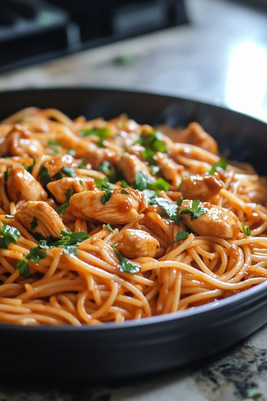 One-Pot Honey Garlic BBQ Chicken Pasta