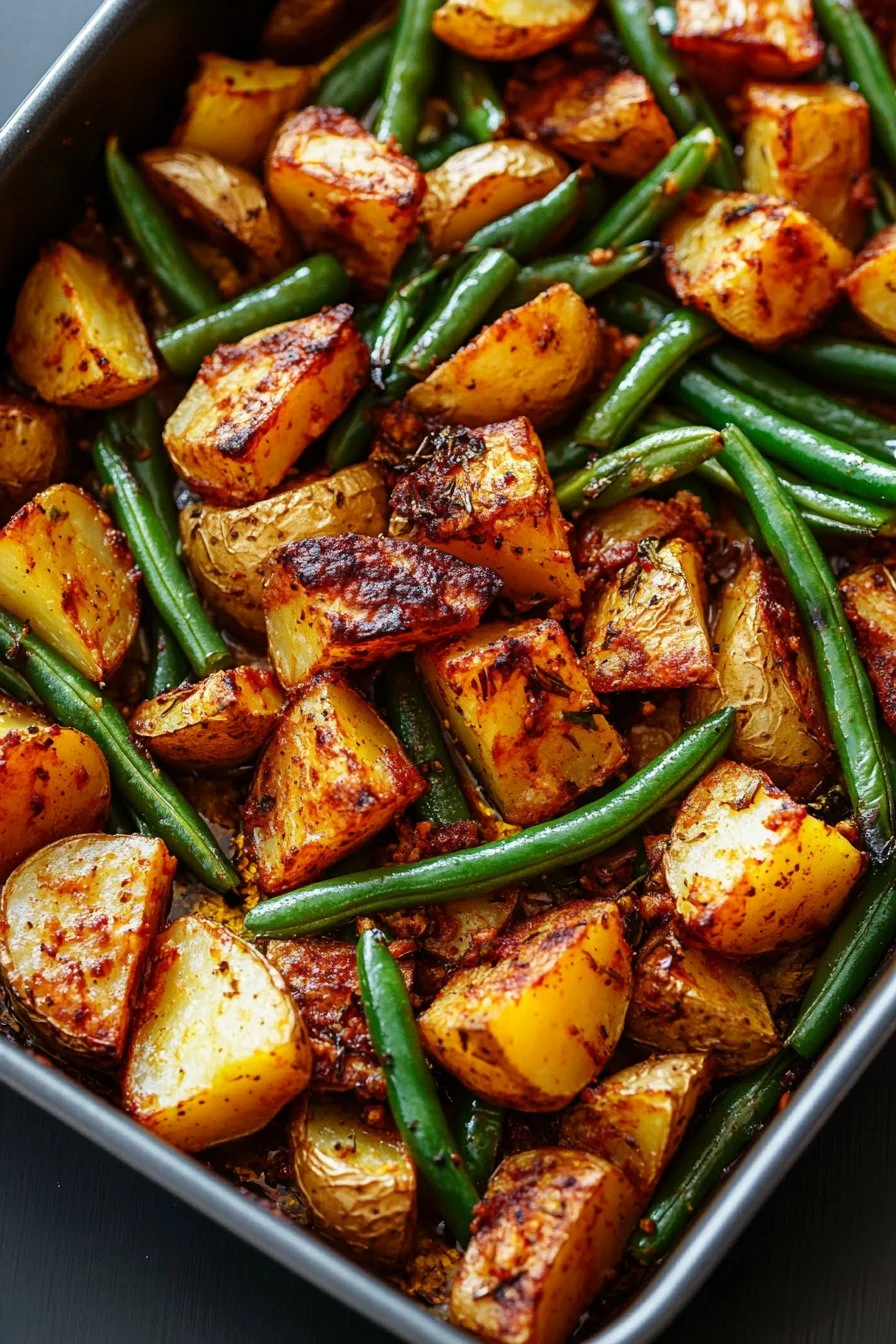 Oven-Roasted Potatoes and Green Beans
