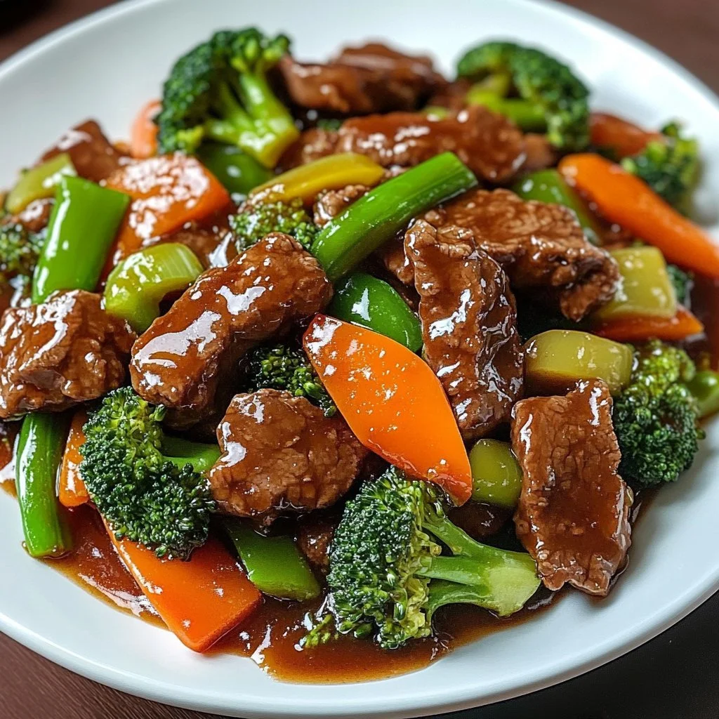 Delicious Asian Sweet Ginger Beef Stir-Fry with vegetables