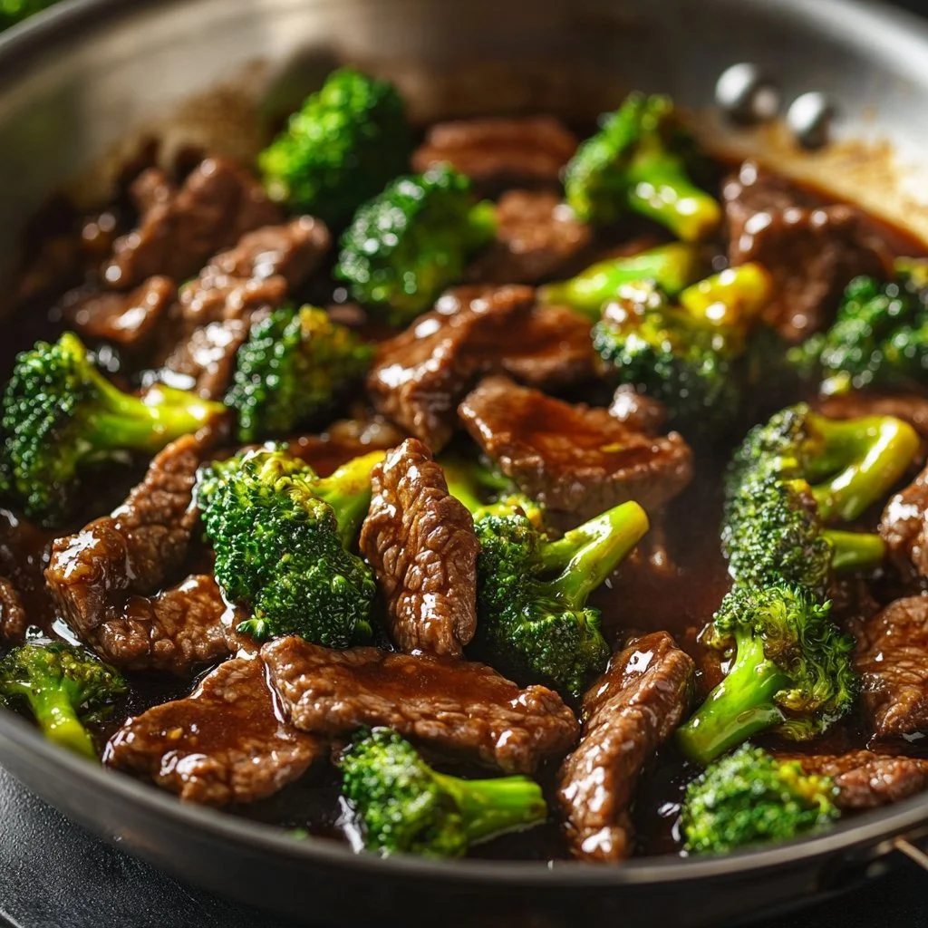 Beef Stir-Fry with Broccoli served in a bowl, garnished and ready to eat.