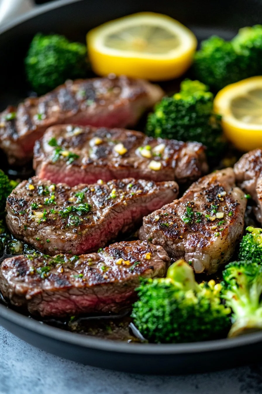 Lemon Garlic Butter Steak with Broccoli Skillet