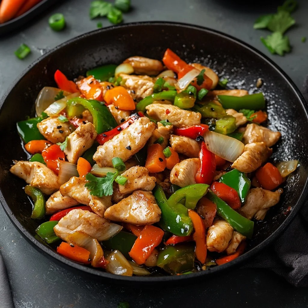 Delicious Chinese Chicken and Cabbage Stir-Fry served on a plate