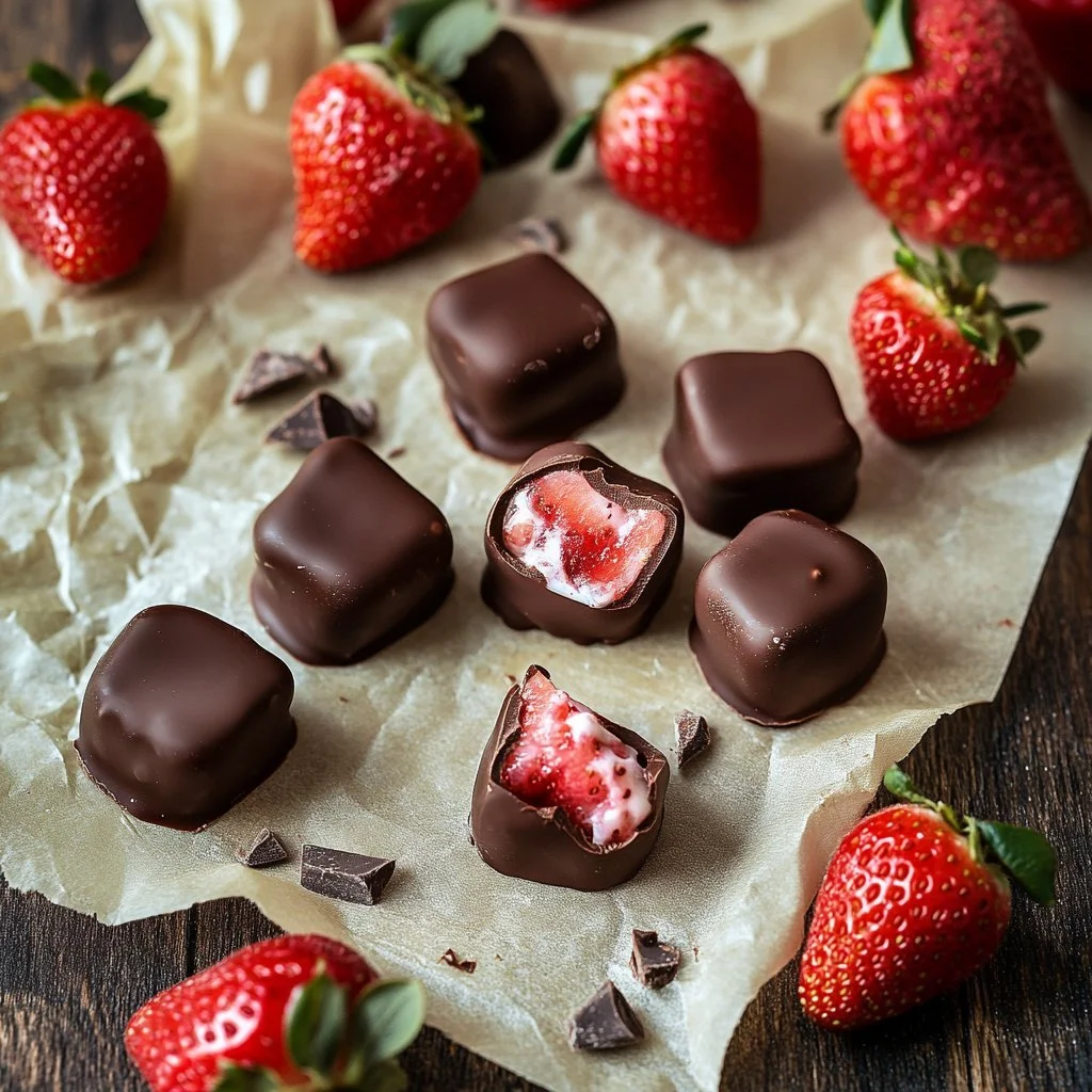 Chocolate Strawberry Yoghurt Clusters - a delicious blend of chocolate, strawberries, and yoghurt.