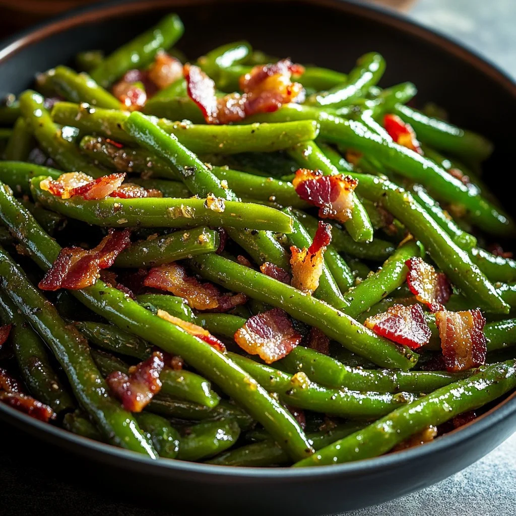 Delicious crack green beans dish served in a bowl