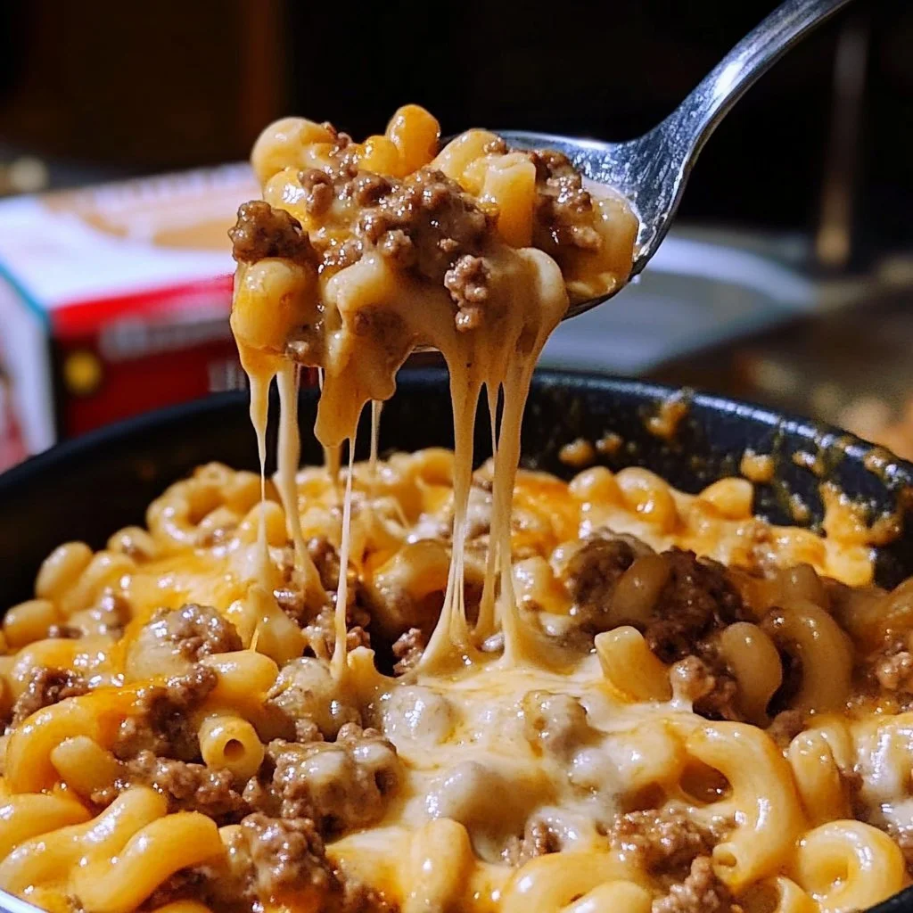 Creamy beef pasta dish served in a bowl with ingredients on the side