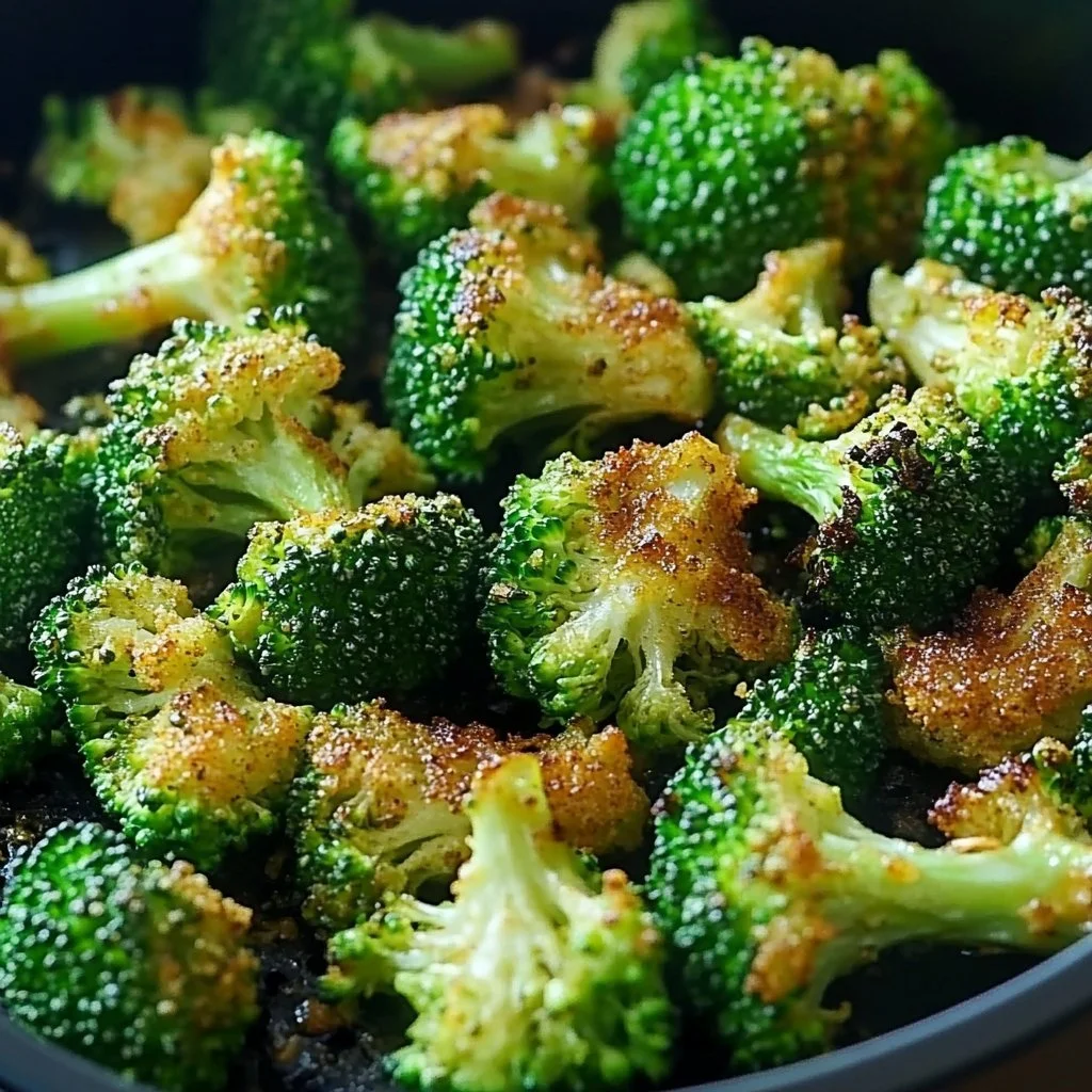 Crispy air fryer broccoli served on a plate, ready to enjoy