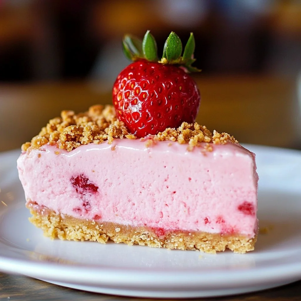 Delicious easy frozen strawberry dessert served in a bowl