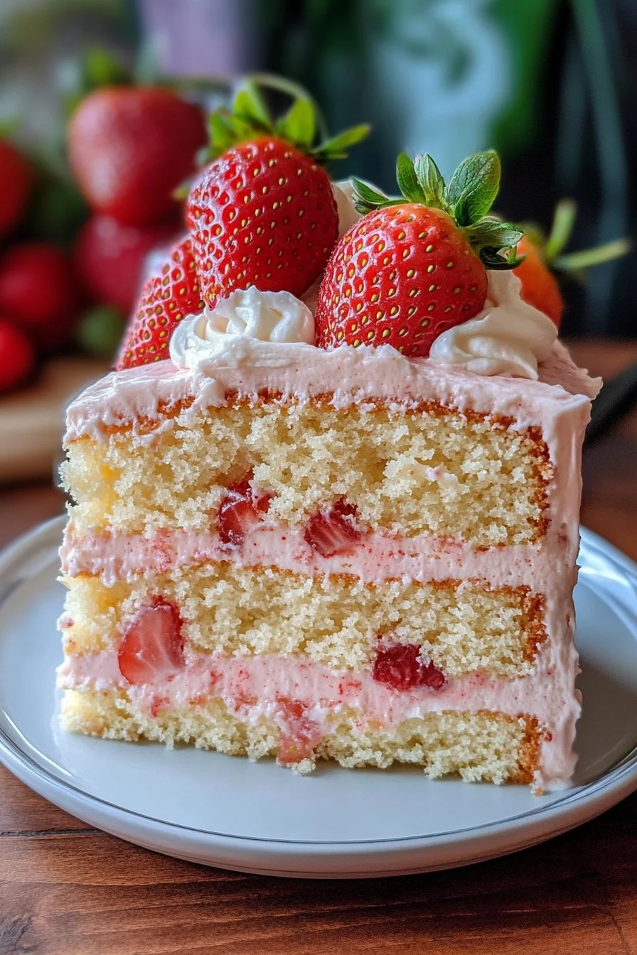 Strawberry Custard Delight Cake