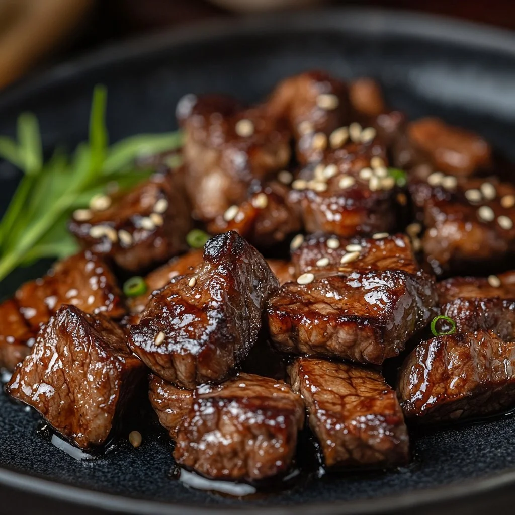 Juicy Hibachi Steak sizzling on a grill with fresh vegetables