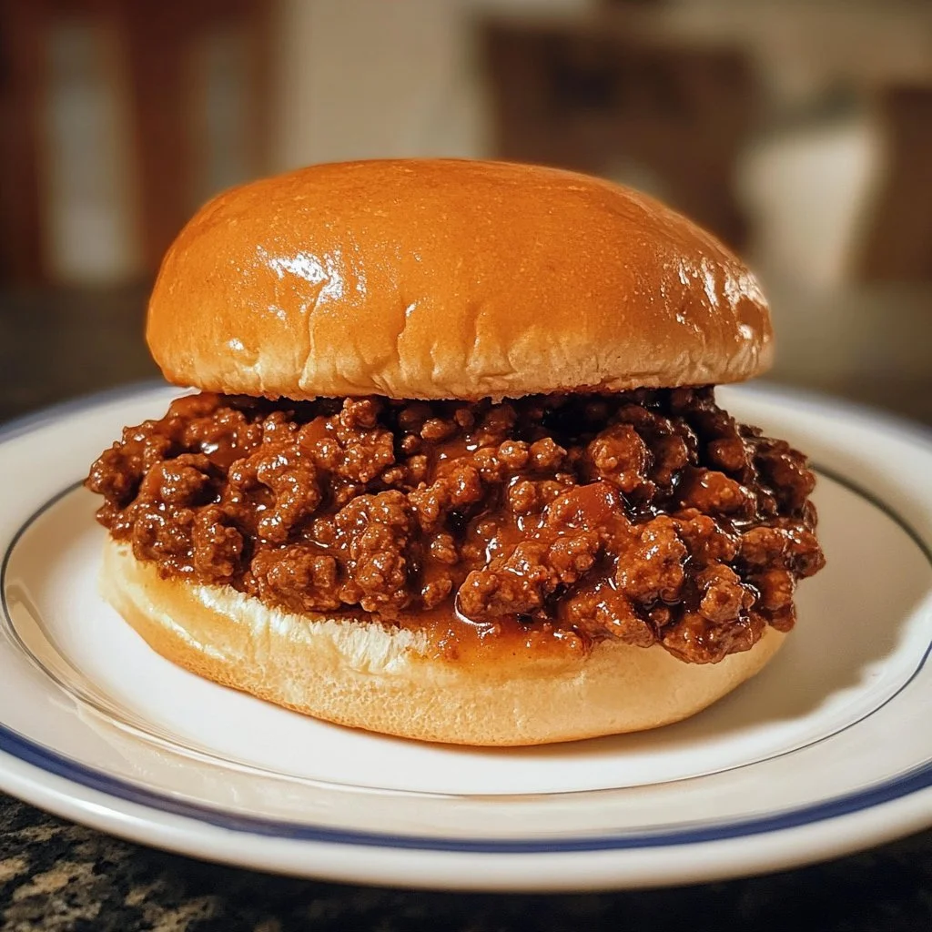 Delicious homemade sloppy joes served on a plate with fresh ingredients