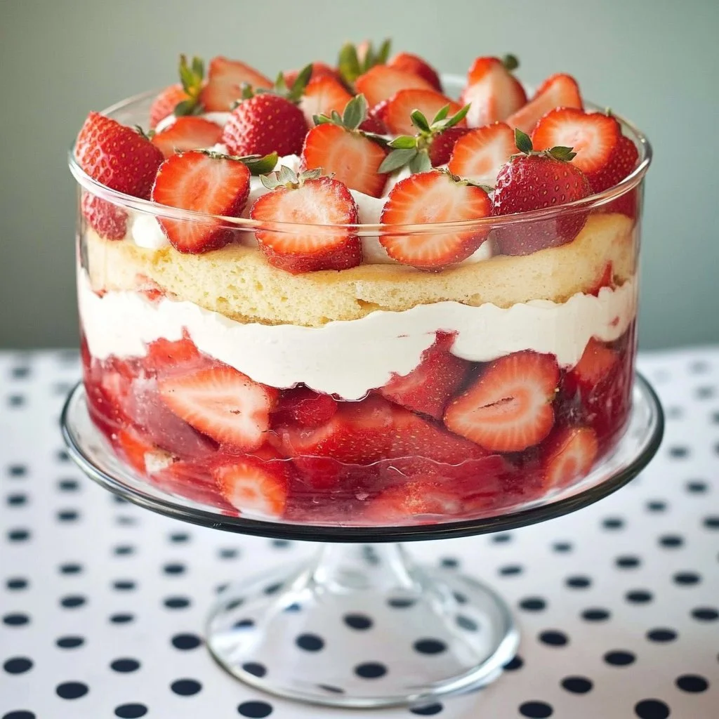 Delicious layered trifle dessert recipe with fruits and cream