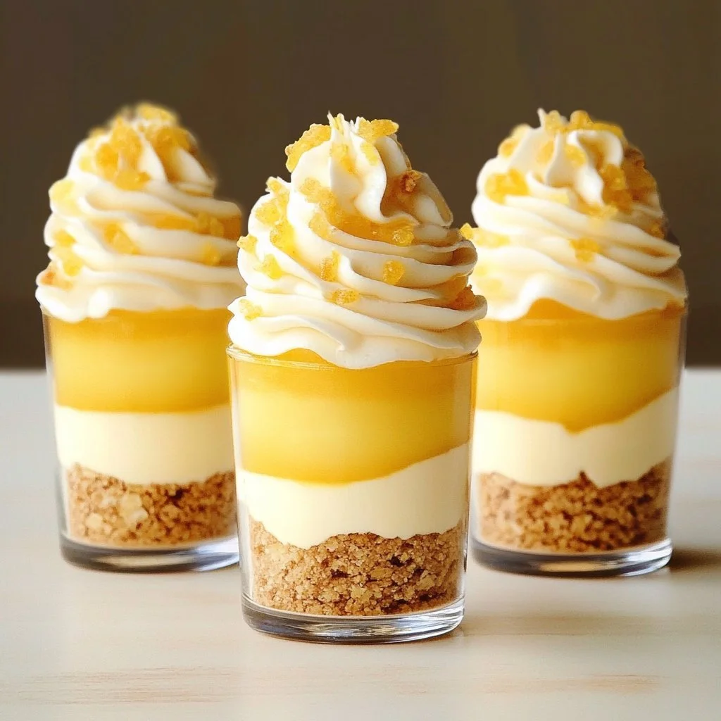 Lemon curd cheesecake dessert cups served with fresh berries.