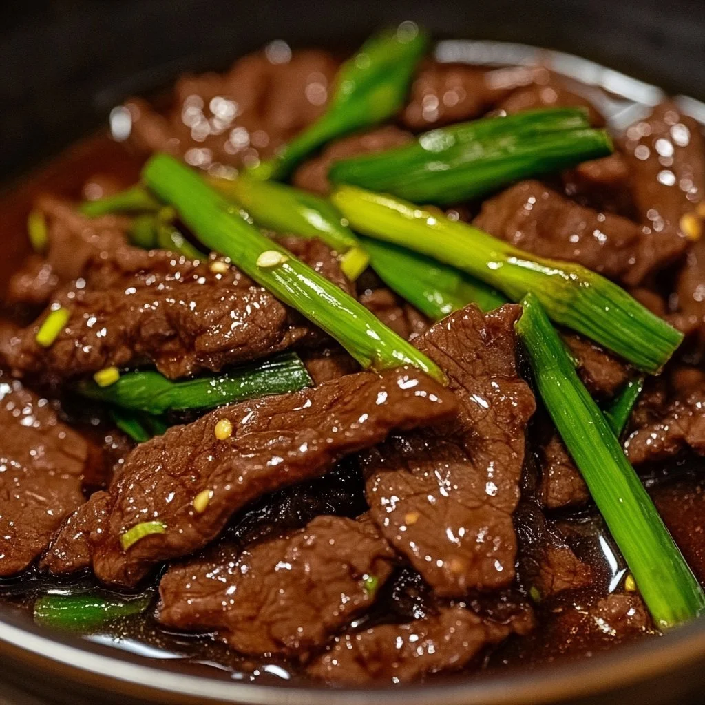 Delicious plate of Mongolian Beef stir-fry with tender beef and vibrant vegetables