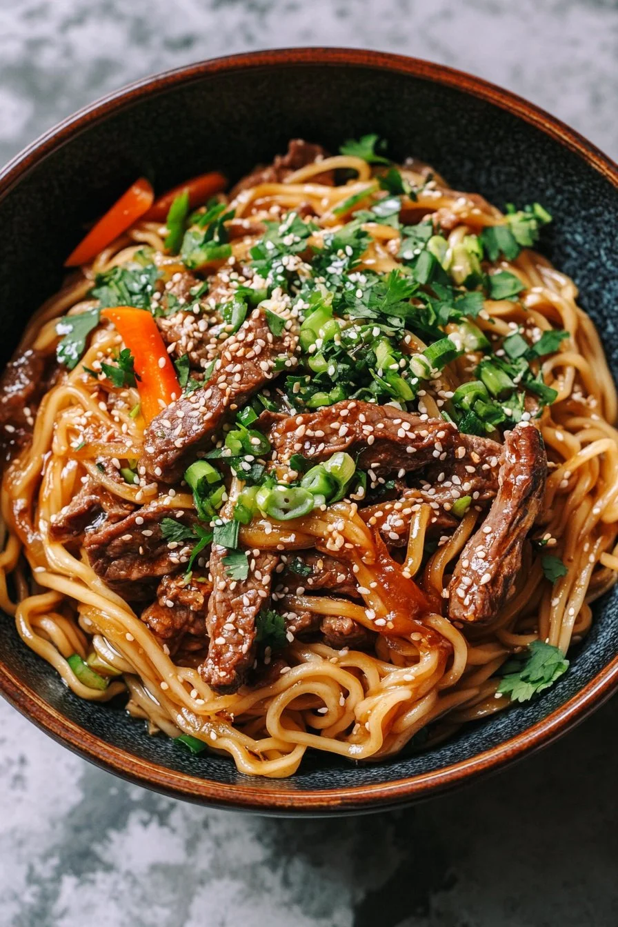Sticky Beef Noodles