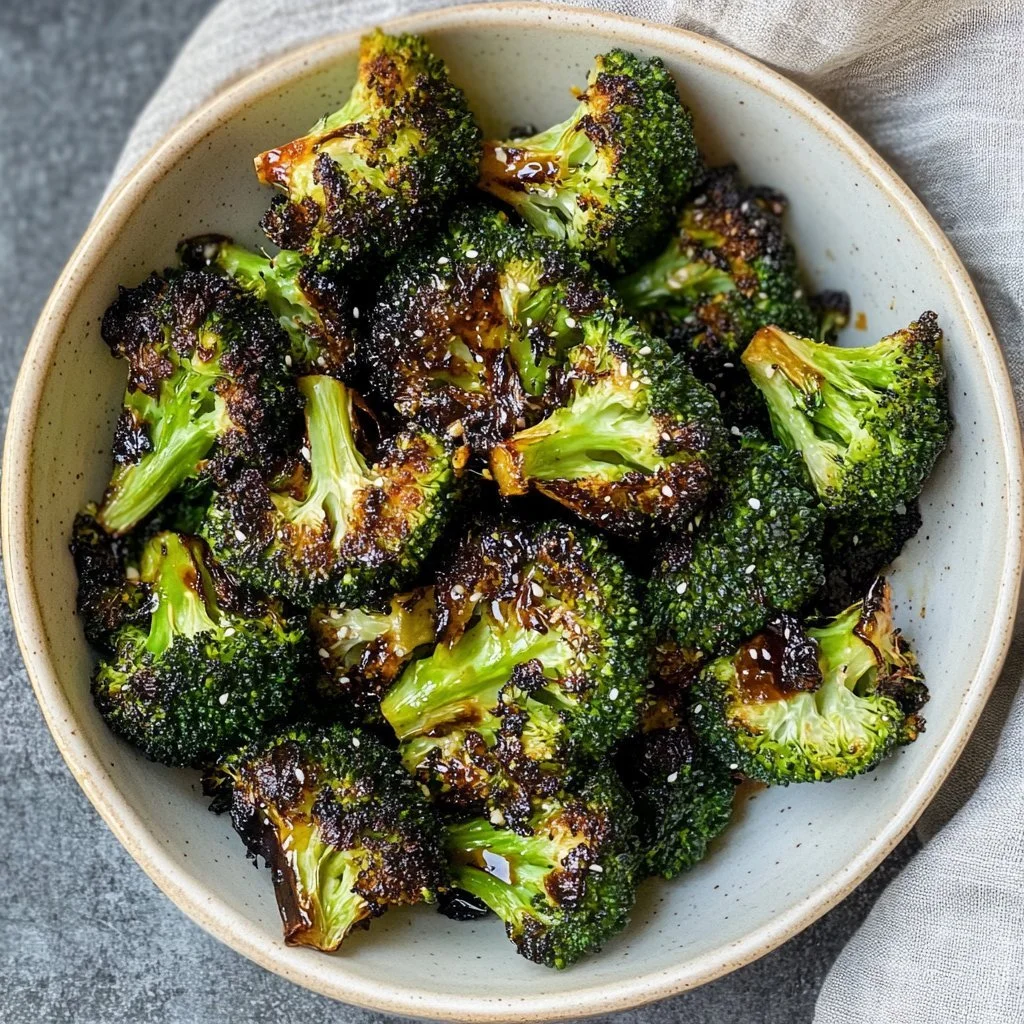 Delicious roasted miso broccoli served as a healthy side dish