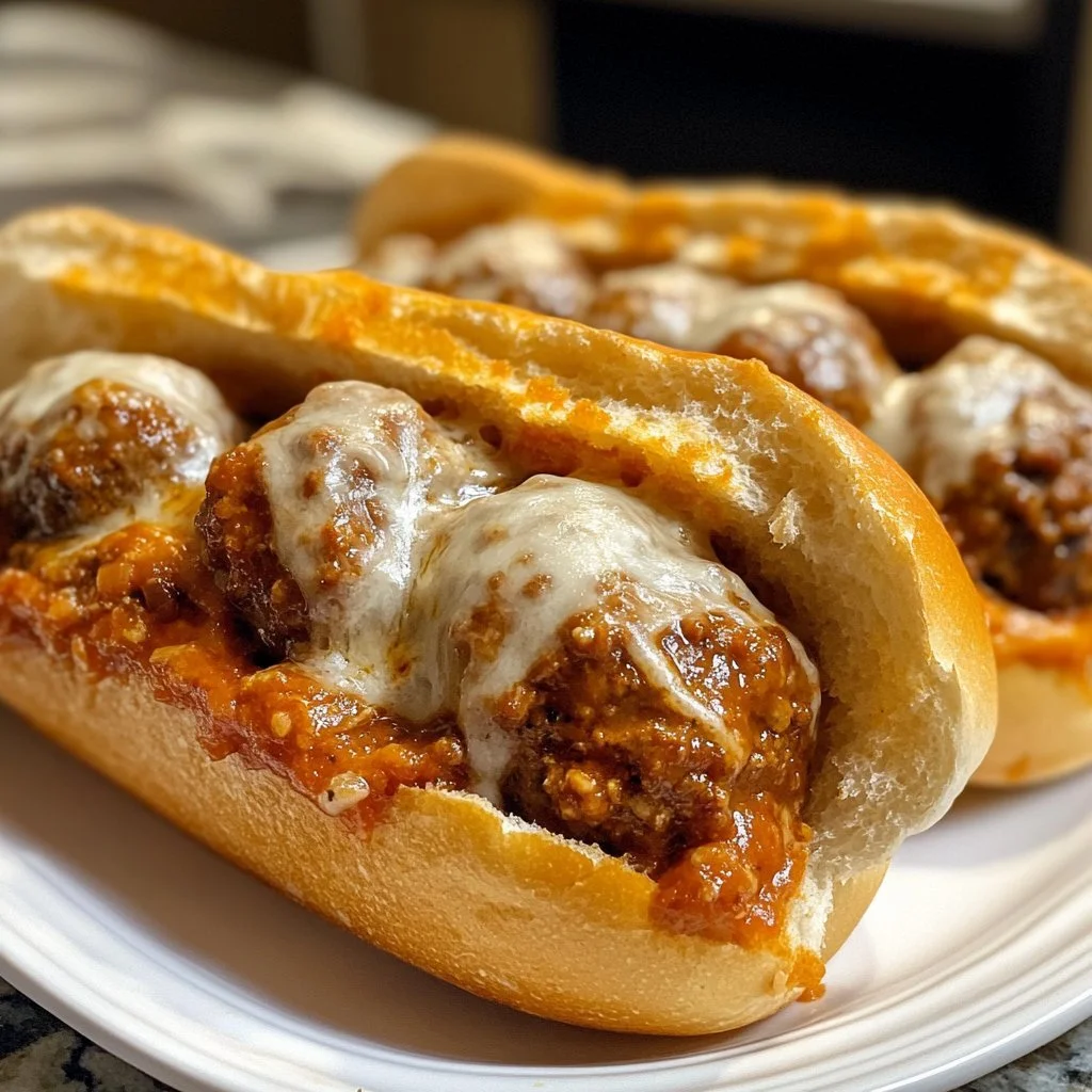 Savory slow cooker meatball rolls with sauce and cheese