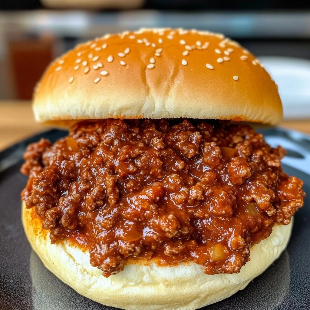 Slow Cooker Sloppy Joes served on a bun with toppings