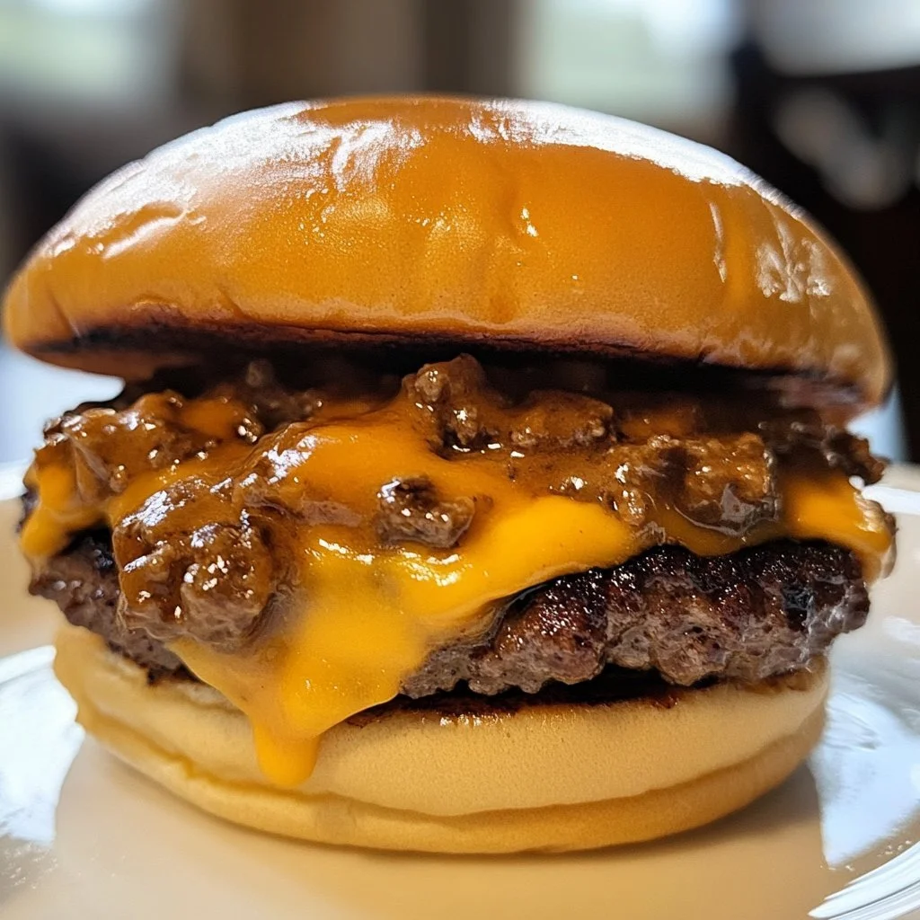 Delicious smothered hamburger with gravy on a plate