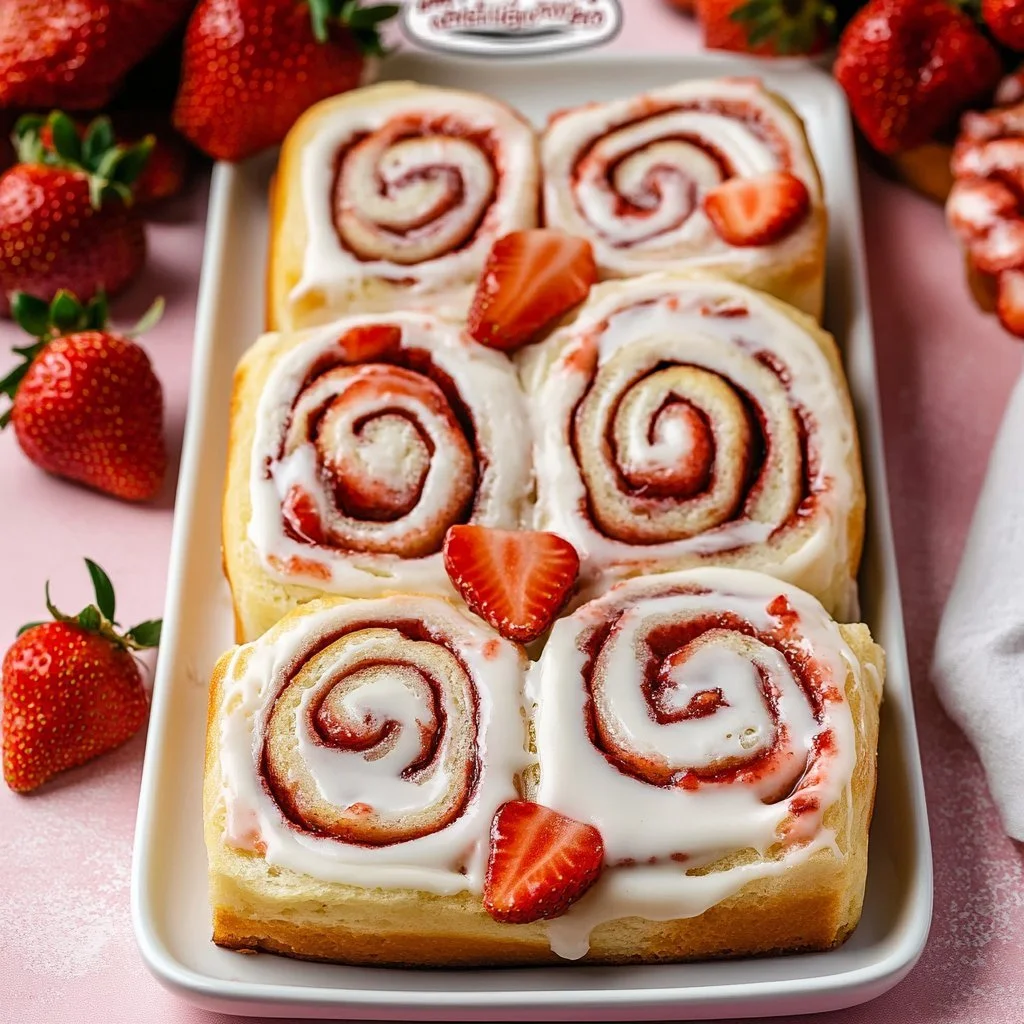 Delicious homemade strawberry rolls served on a plate