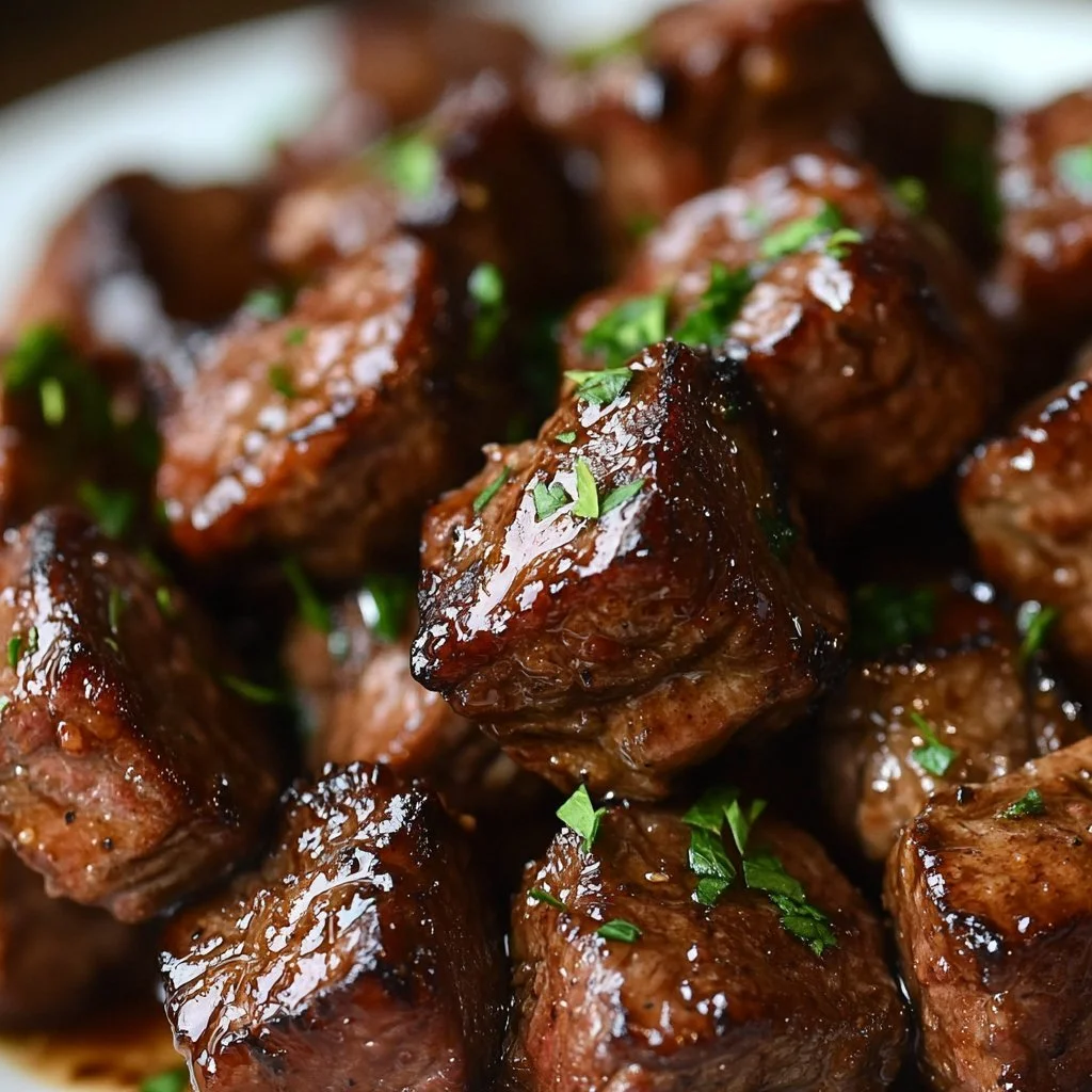 Delicious Texas Roadhouse steak bites served on a wooden board