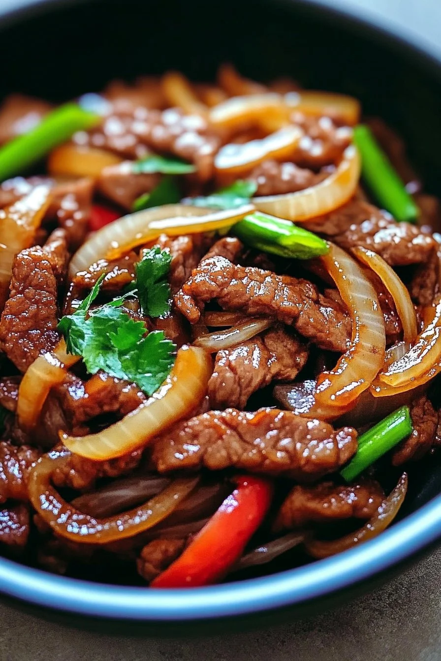 Chinese Beef Stir Fry with Caramelised Onions