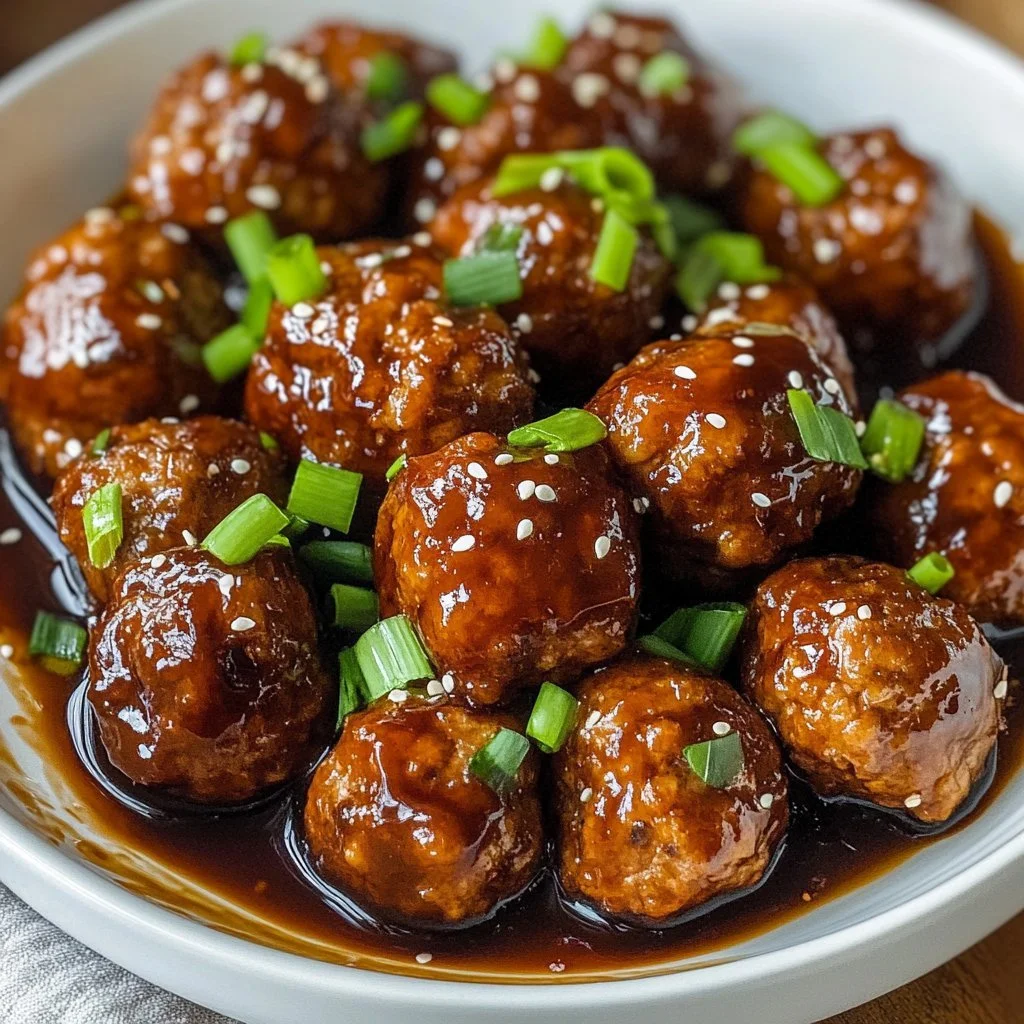 Asian glazed meatballs served on a plate with chopsticks.