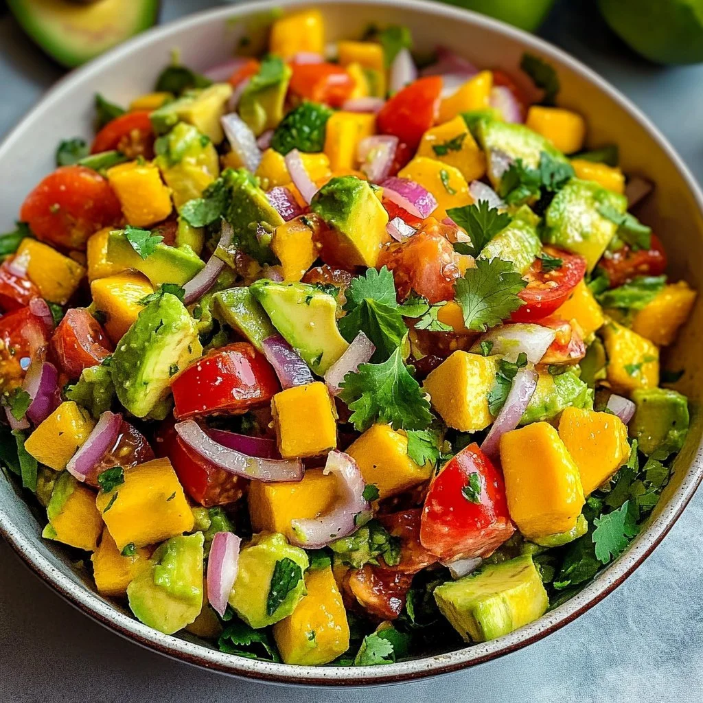Fresh Avocado Mango Salad with vibrant ingredients and flavours