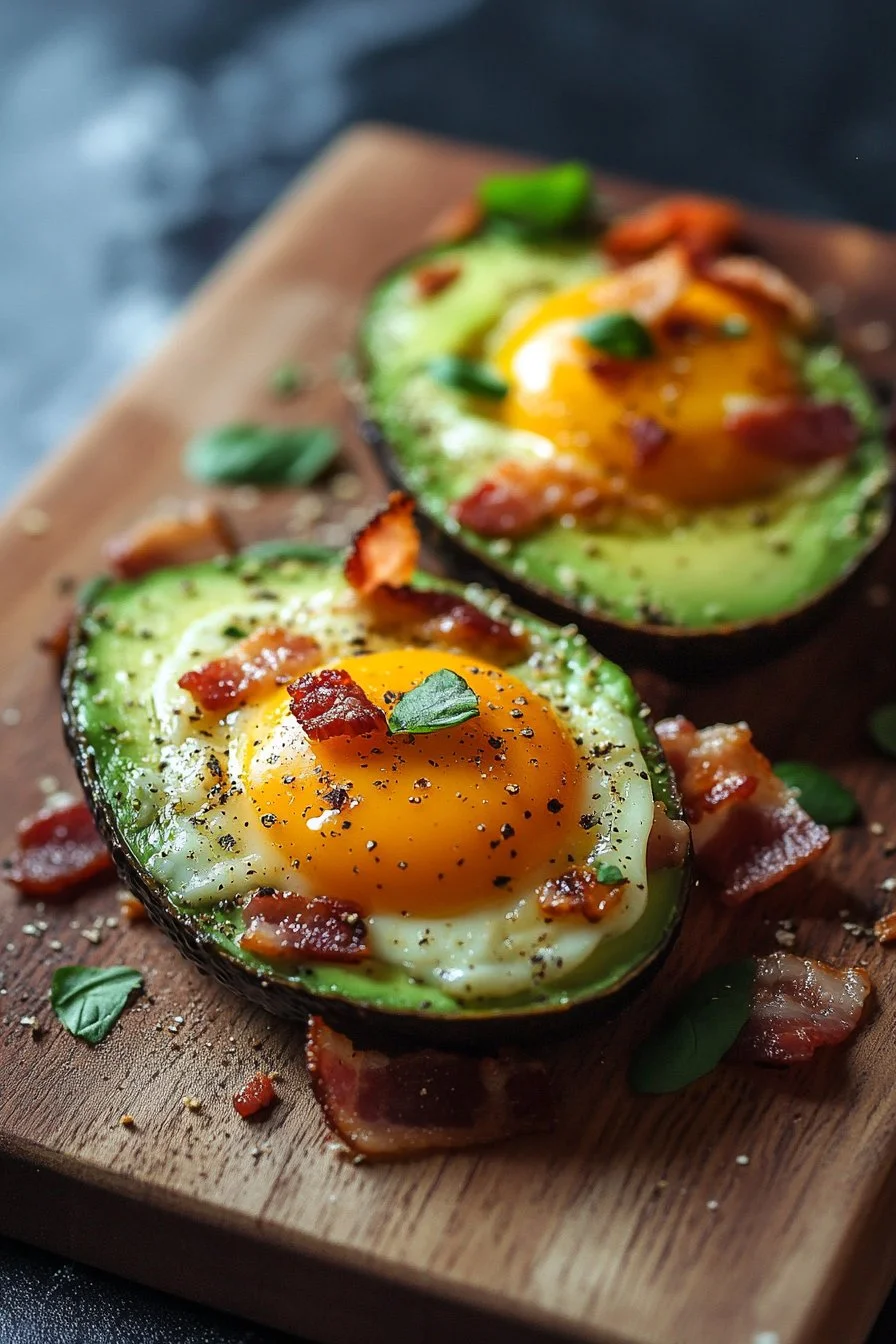 Avocado Eggs with Bacon and Cheese